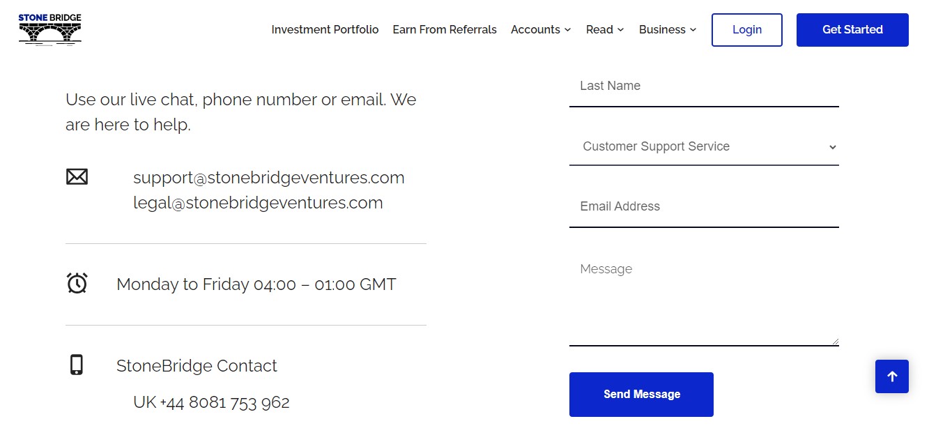 Stone Bridge Ventures Customer Support