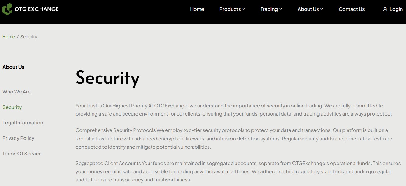 OTG Exchange Security Measures